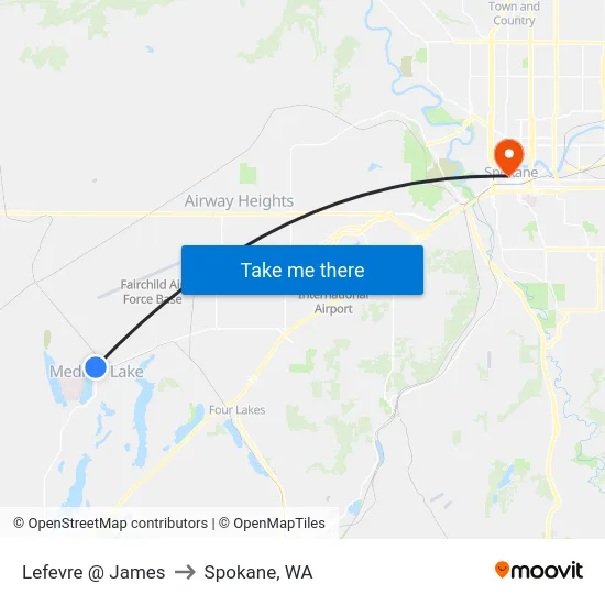 Lefevre @ James to Spokane, WA map
