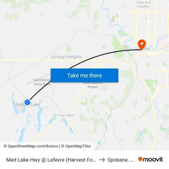 Med Lake Hwy @ Lefevre (Harvest Foods) to Spokane, WA map