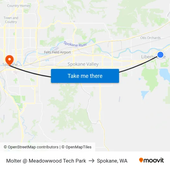 Molter @ Meadowwood Tech Park to Spokane, WA map