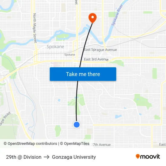 29th @ Division to Gonzaga University map