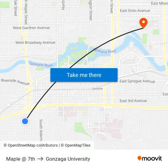 Maple @ 7th to Gonzaga University map