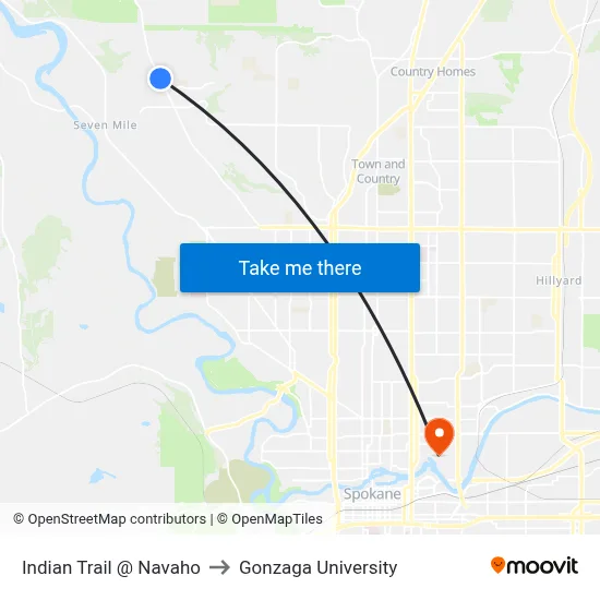 Indian Trail @ Navaho to Gonzaga University map