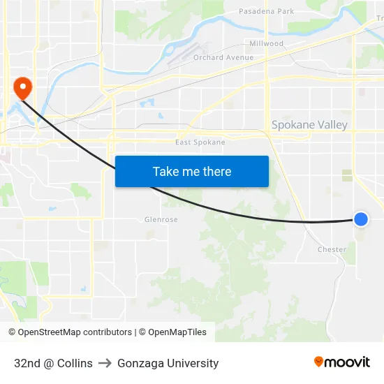 32nd @ Collins to Gonzaga University map