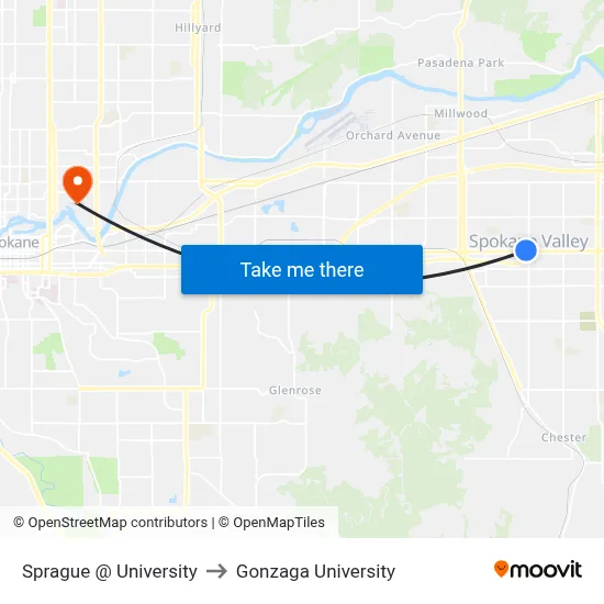 Sprague @ University to Gonzaga University map