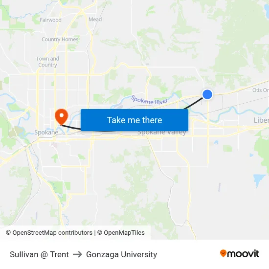 Sullivan @ Trent to Gonzaga University map