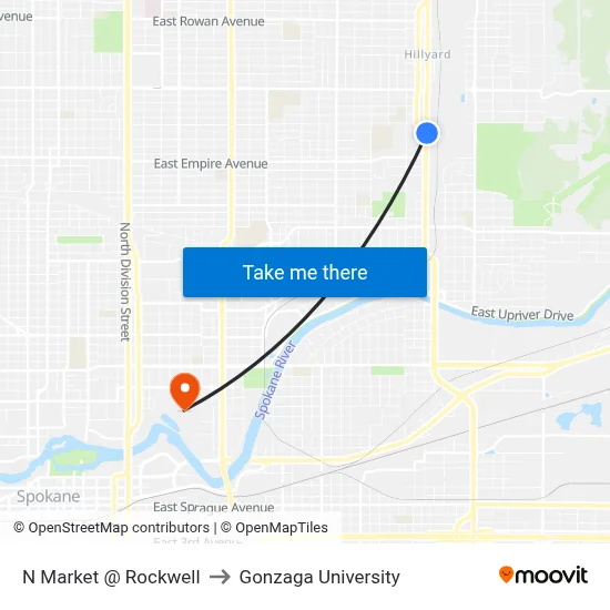 N Market @ Rockwell to Gonzaga University map