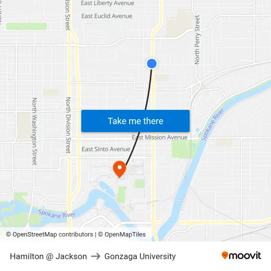 Hamilton @ Jackson to Gonzaga University map