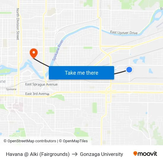 Havana @ Alki (Fairgrounds) to Gonzaga University map
