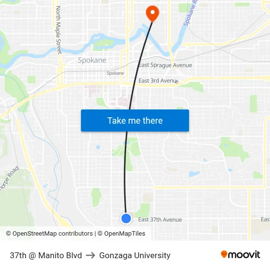 37th @ Manito Blvd to Gonzaga University map