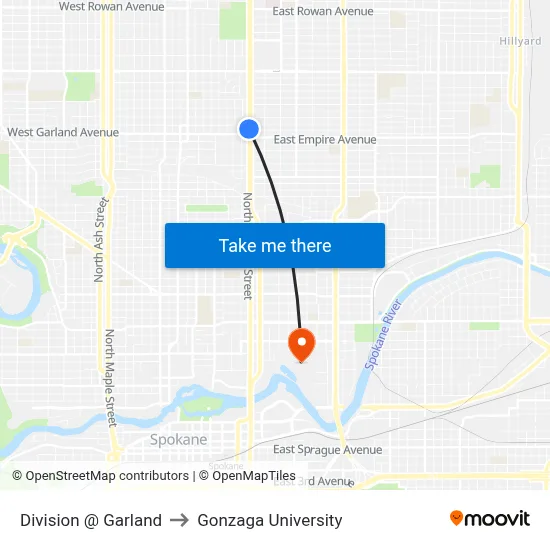 Division @ Garland to Gonzaga University map