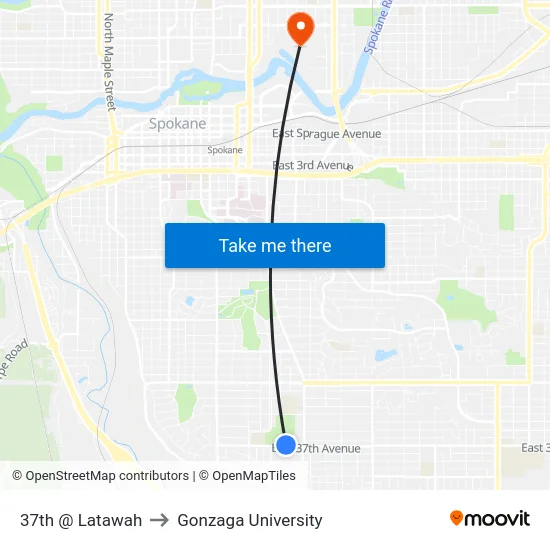 37th @ Latawah to Gonzaga University map