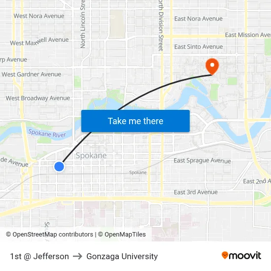 1st @ Jefferson to Gonzaga University map