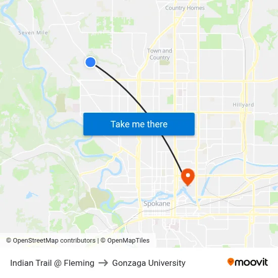 Indian Trail @ Fleming to Gonzaga University map