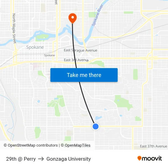 29th @ Perry to Gonzaga University map