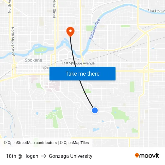 18th @ Hogan to Gonzaga University map