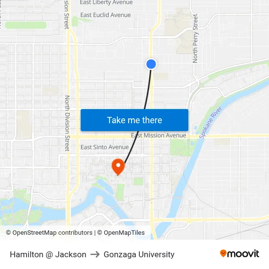 Hamilton @ Jackson to Gonzaga University map