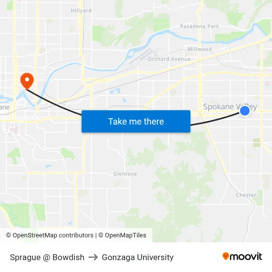 Sprague @ Bowdish to Gonzaga University map
