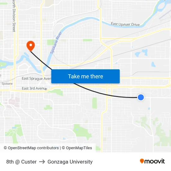 8th @ Custer to Gonzaga University map