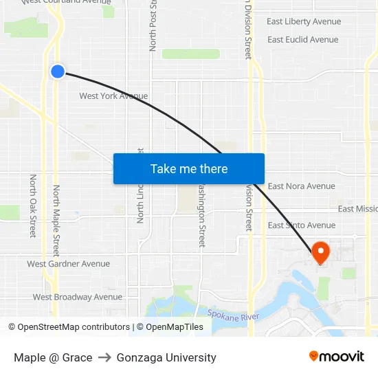 Maple @ Grace to Gonzaga University map