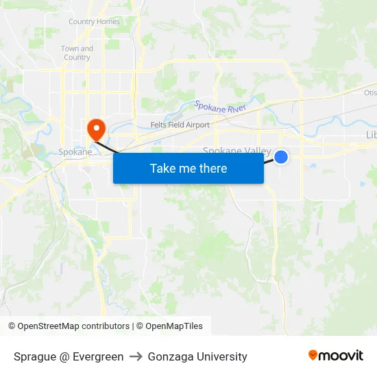 Sprague @ Evergreen to Gonzaga University map