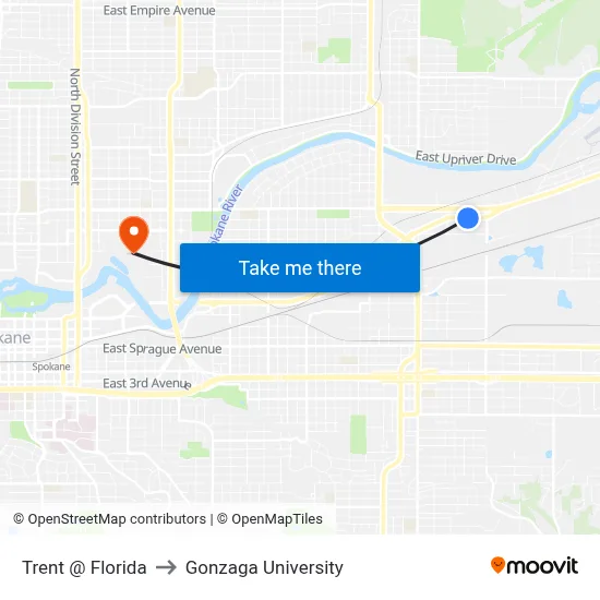 Trent @ Florida to Gonzaga University map