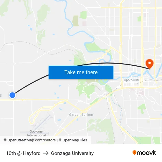 10th @ Hayford to Gonzaga University map