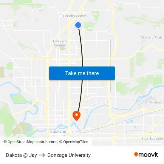 Dakota @ Jay to Gonzaga University map