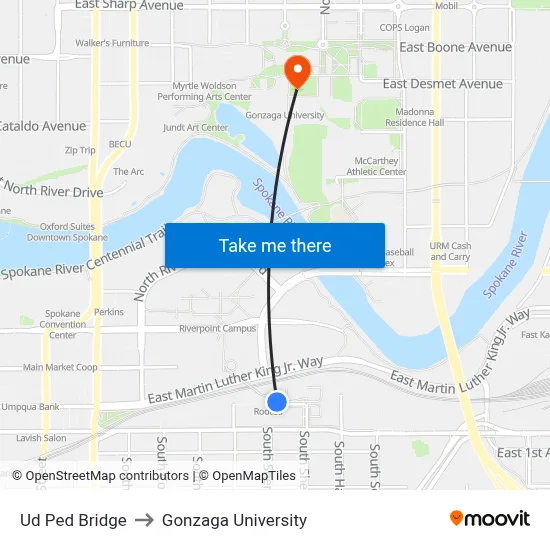 Ud Ped Bridge to Gonzaga University map