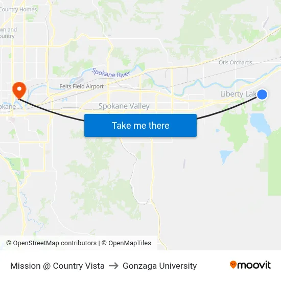 Mission @ Country Vista to Gonzaga University map