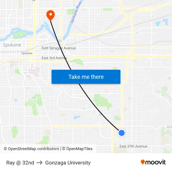 Ray @ 32nd to Gonzaga University map