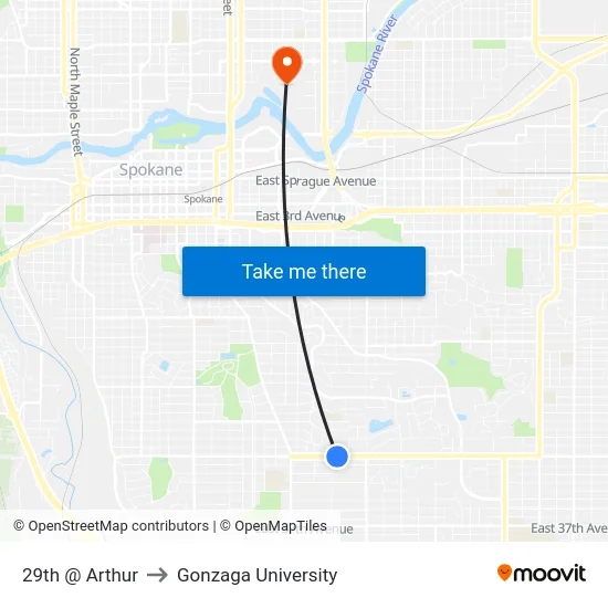 29th @ Arthur to Gonzaga University map