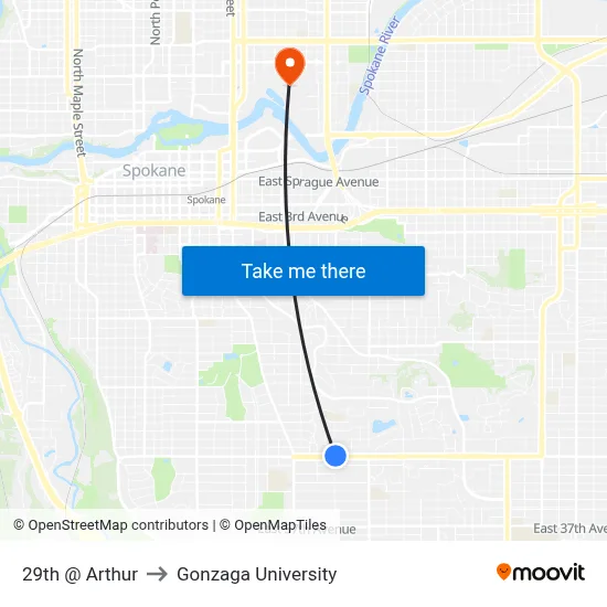 29th @ Arthur to Gonzaga University map
