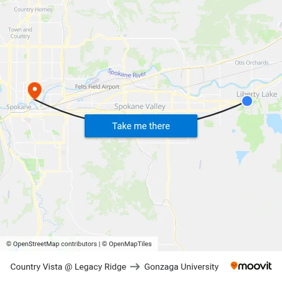 Country Vista @ Legacy Ridge to Gonzaga University map