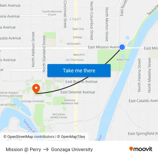Mission @ Perry to Gonzaga University map