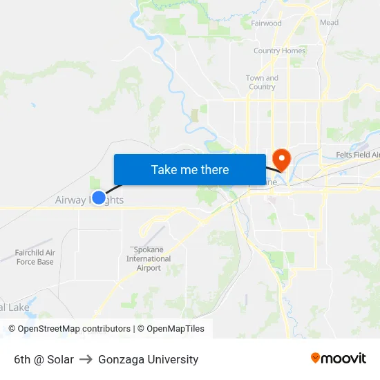 6th @ Solar to Gonzaga University map