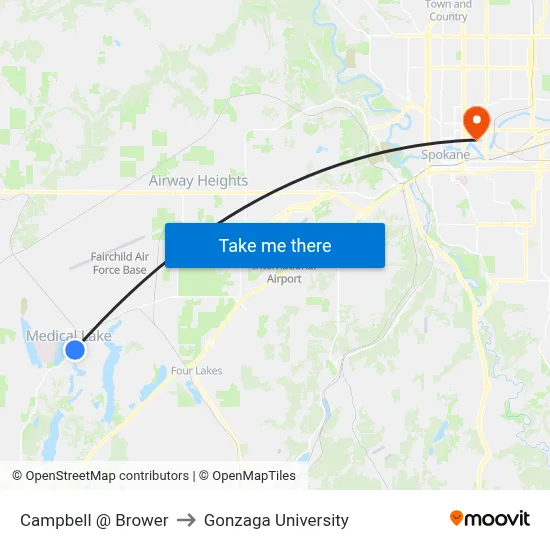 Campbell @ Brower to Gonzaga University map