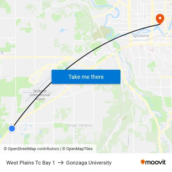West Plains Tc Bay 1 to Gonzaga University map