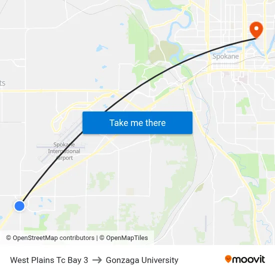 West Plains Tc Bay 3 to Gonzaga University map