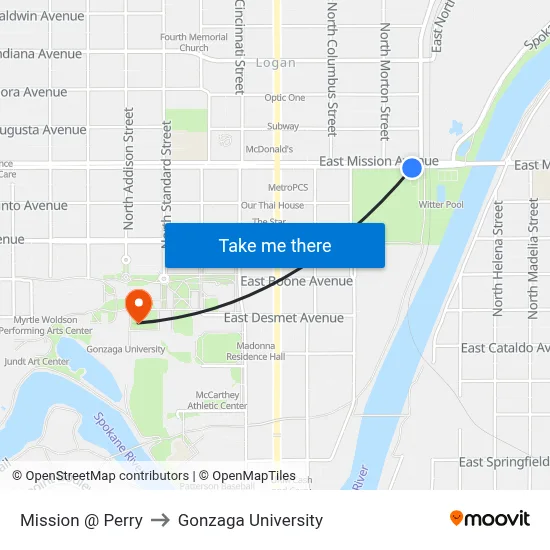 Mission @ Perry to Gonzaga University map