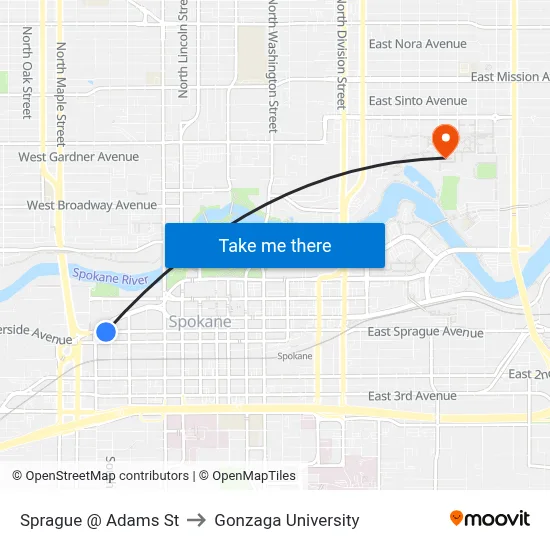 Sprague @ Adams St to Gonzaga University map