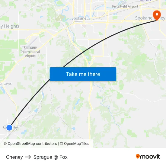 Cheney to Sprague @ Fox map