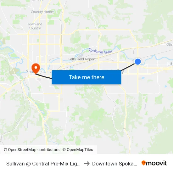 Sullivan @ Central Pre-Mix Light to Downtown Spokane map