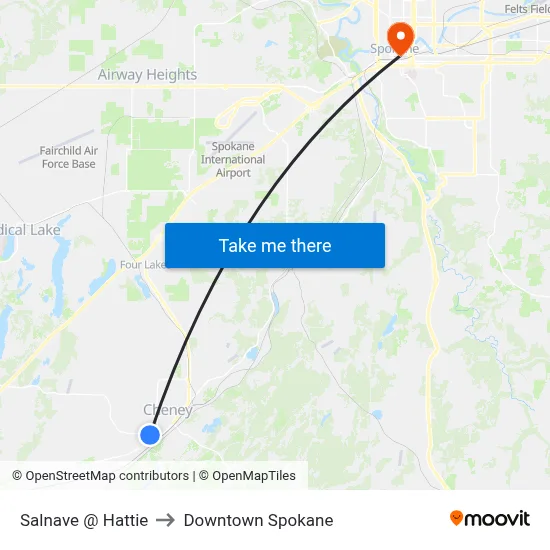 Salnave @ Hattie to Downtown Spokane map