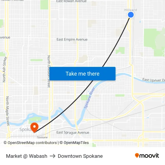 Market @ Wabash to Downtown Spokane map