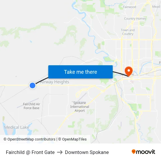 Fairchild @ Front Gate to Downtown Spokane map