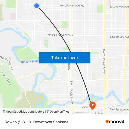 Rowan @ G to Downtown Spokane map