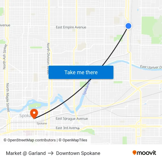 Market @ Garland to Downtown Spokane map