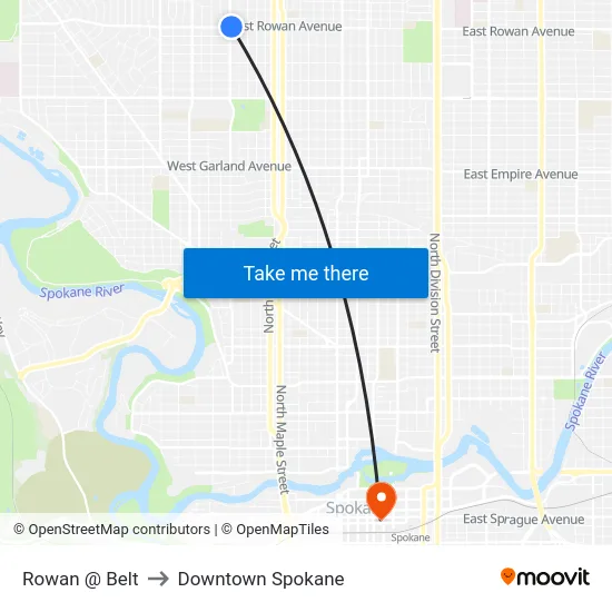 Rowan @ Belt to Downtown Spokane map