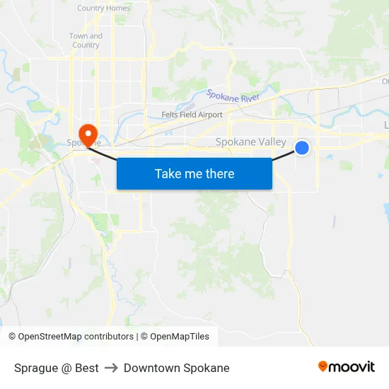 Sprague @ Best to Downtown Spokane map