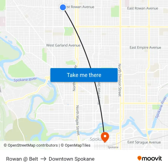 Rowan @ Belt to Downtown Spokane map